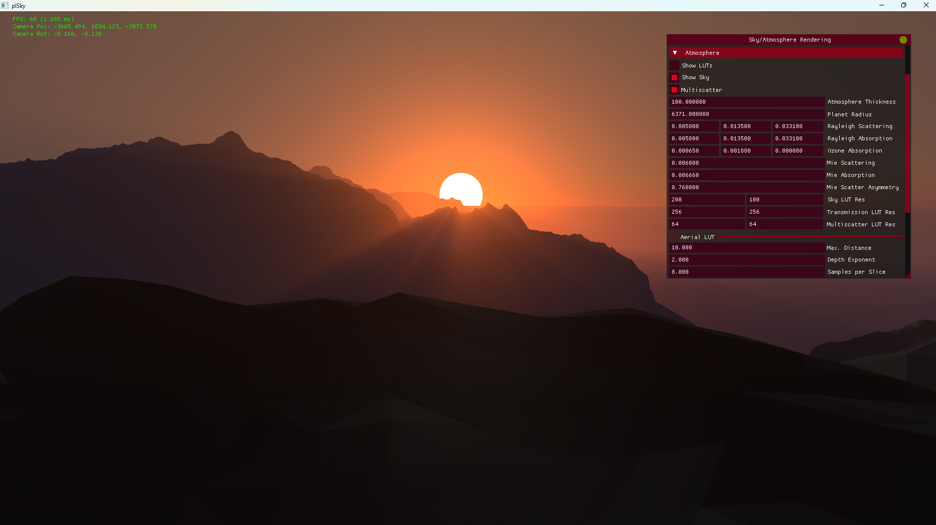 Physically based real-time rendering scene
